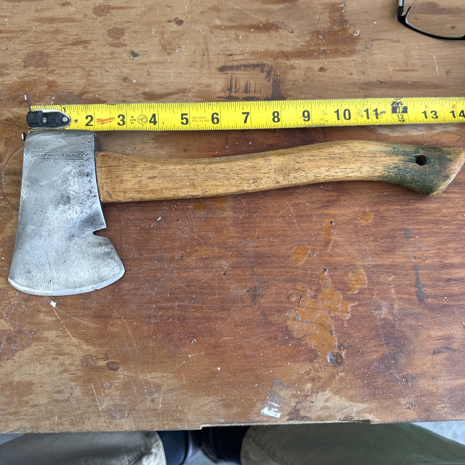Vintage Boy scout WARDS MASTER QUALITY  Single Bit Axe Original Handle “plumb”