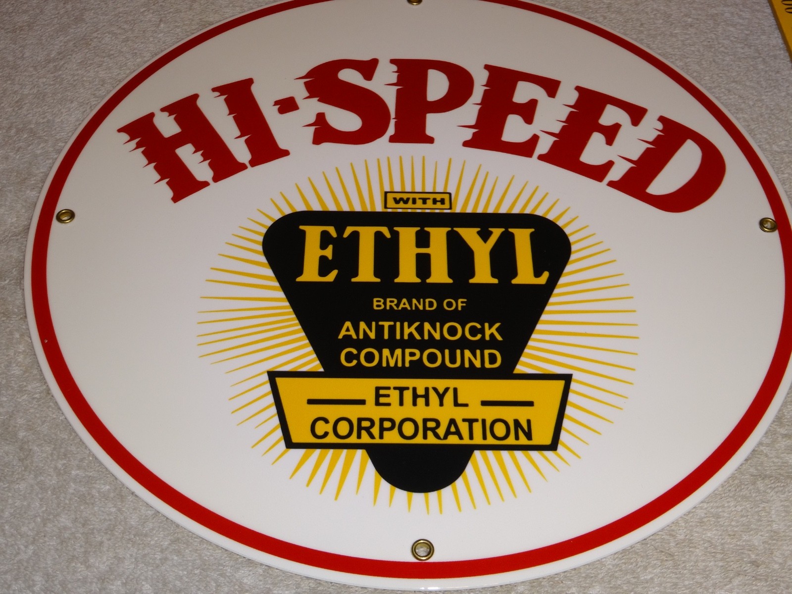 VINTAGE HI-SPEED ETHYL GAS 11 3/4\