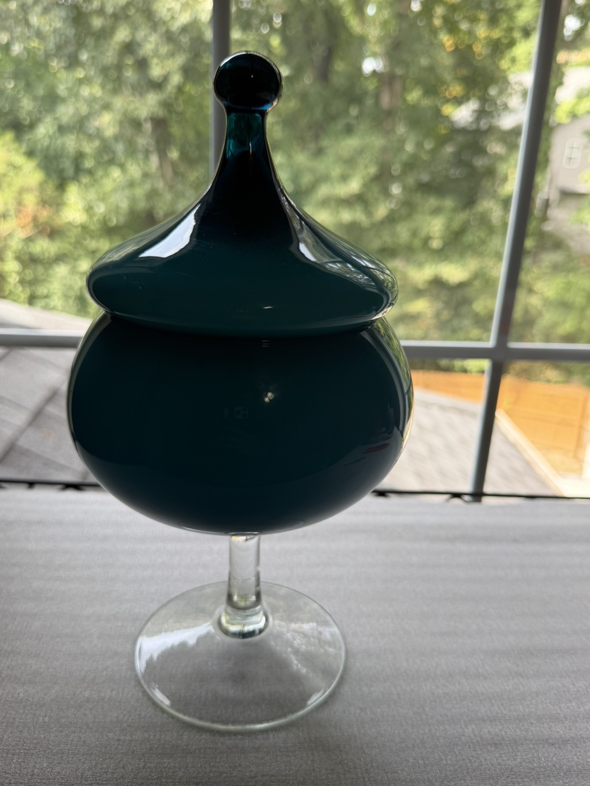 MCM Empoli cased Italian Art Glass Apothecary Candy Jar, Circus Tent Style