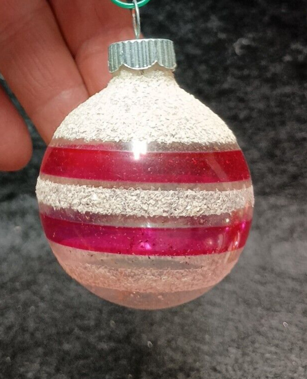 Vintage Shiny Brite White Mica Un Silvered Glass Christmas Ornament