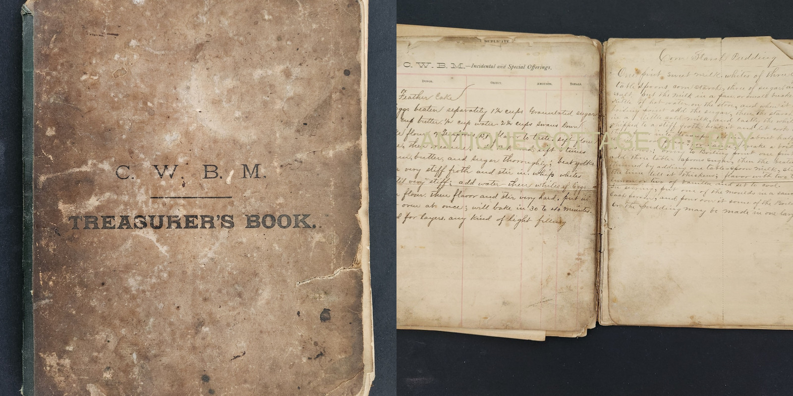 c1880s antique HANDWRITTEN DESSERT COOKBOOK in CWBM LEDGER