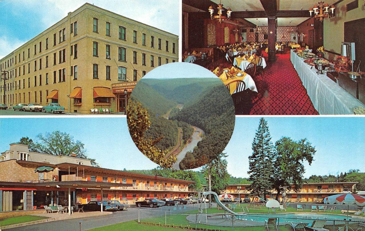 WELLSBORO, PA Pennsylvania  PENN-WELLS MOTOR INN  Buffet~Pool~Slide  Postcard