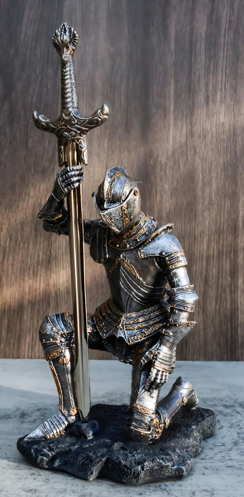 The Accolade Kneeling Medieval Knight Excalibur Sword Letter Opener Figurine The Accolade Kneeling Medieval Knight Excalibur Sword Letter Opener Figurine