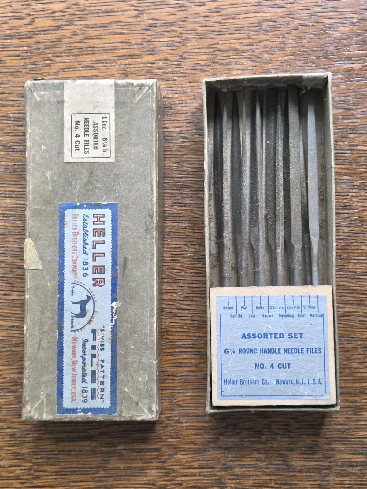 (12) Vintage Heller Bros. Swiss Pattern Needle File Set 6 1/4 (12) Vintage Heller Bros. Swiss Pattern Needle File Set 6 1/4