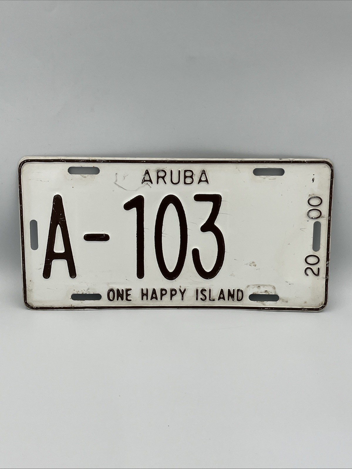 Vintage 2000 Aruba License Plate A-103 One Happy Island Low # Vintage 2000 Aruba License Plate A-103 One Happy Island Low #