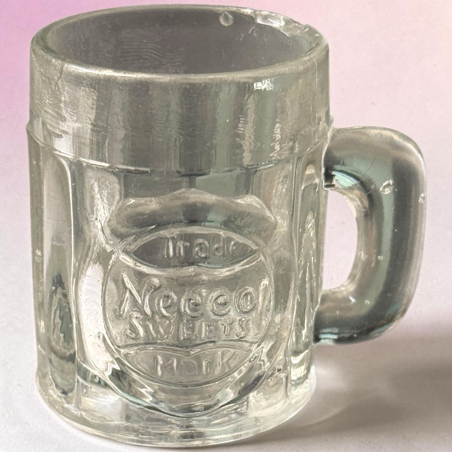 Vintage Necco Sweets Wafers Candy Company Mini Glass Mug Advertising Item 2\