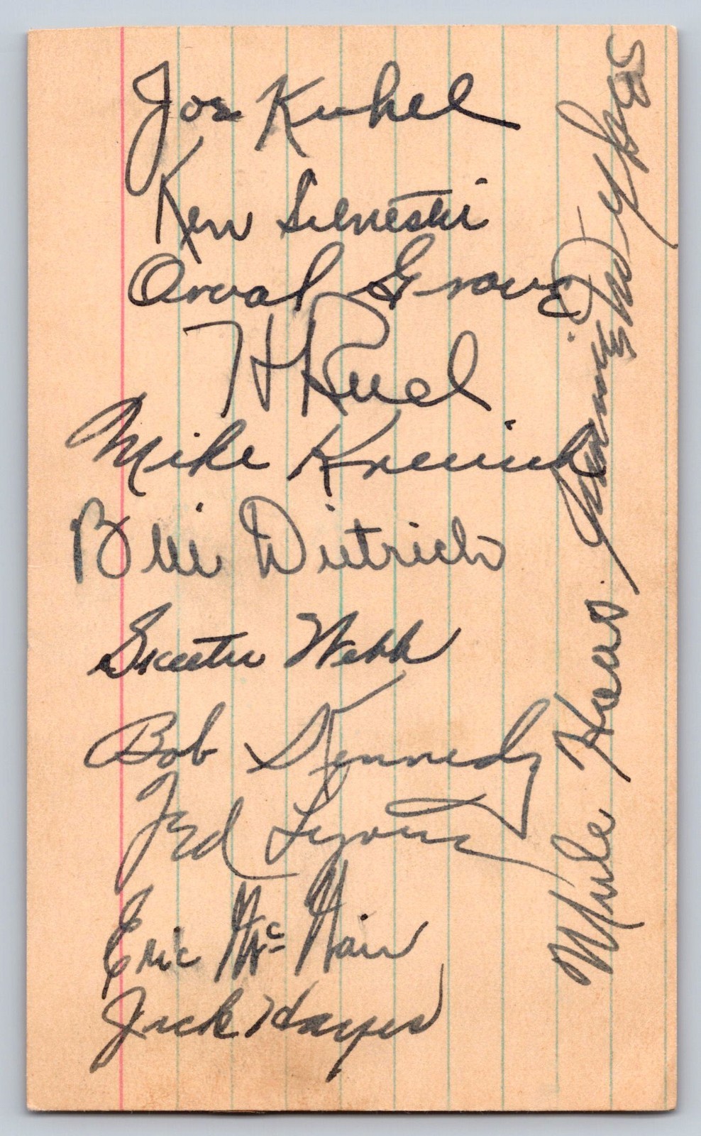 13 Hand Signed Autographs of 1940 Chicago White Sox - See description for names