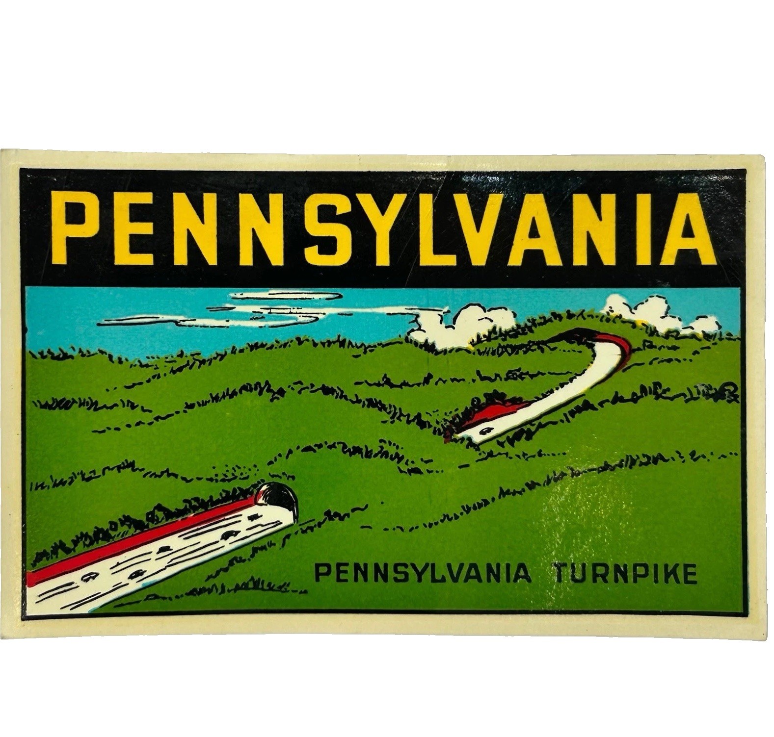 Vintage Souvenir Decal Pennsylvania  Lincoln Hwy PA Turnpike 1960s Vacation