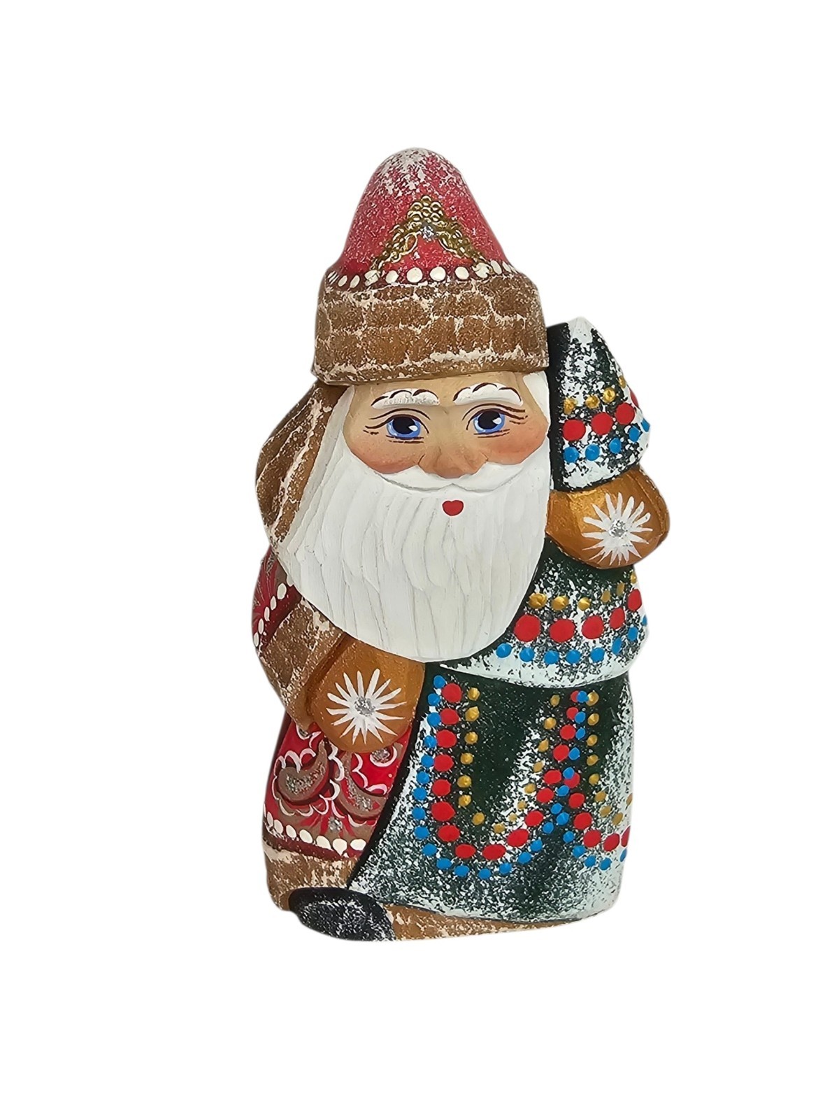 Sergiev Posad Carved Wooden Santa Ded Moroz Russia Vintage Signed
