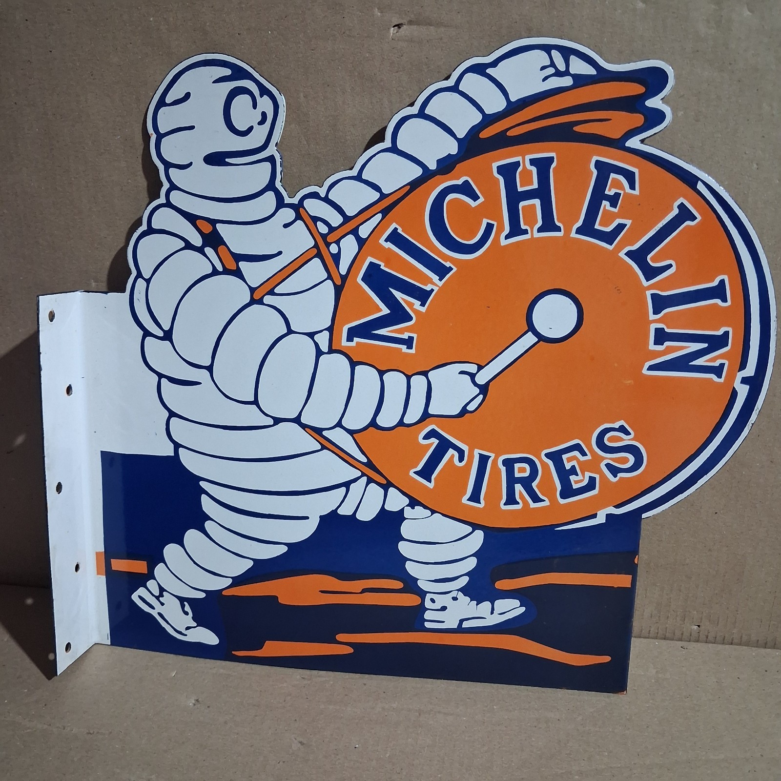 Michelin Tires Porcelain Enamel Sign 20x17 Inches 2 Sided