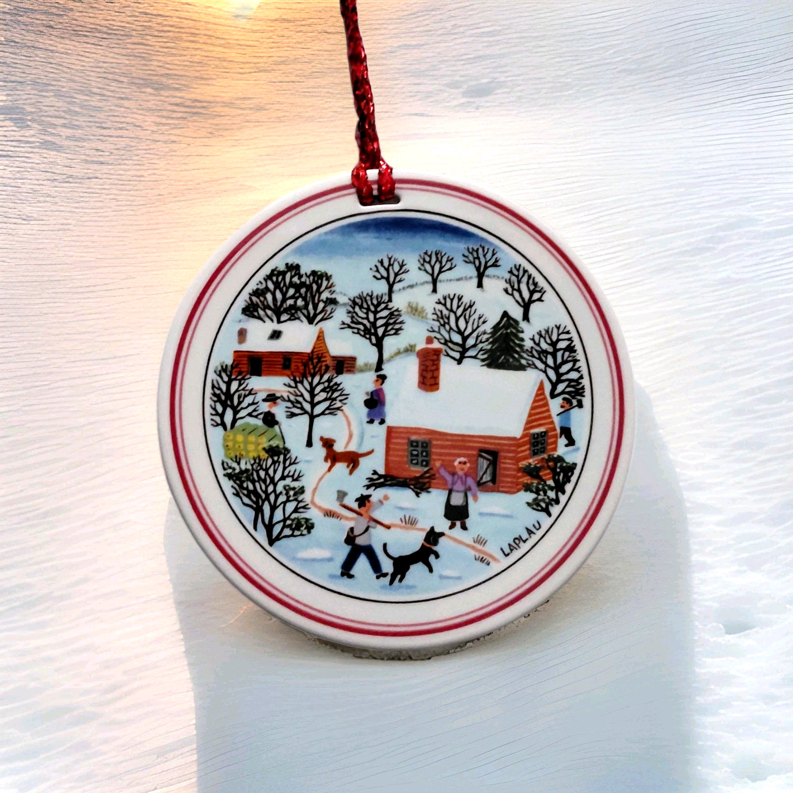 Vintage Villeroy & Boch Naif Laplau Christmas Ornament Folk Art Winter Village H