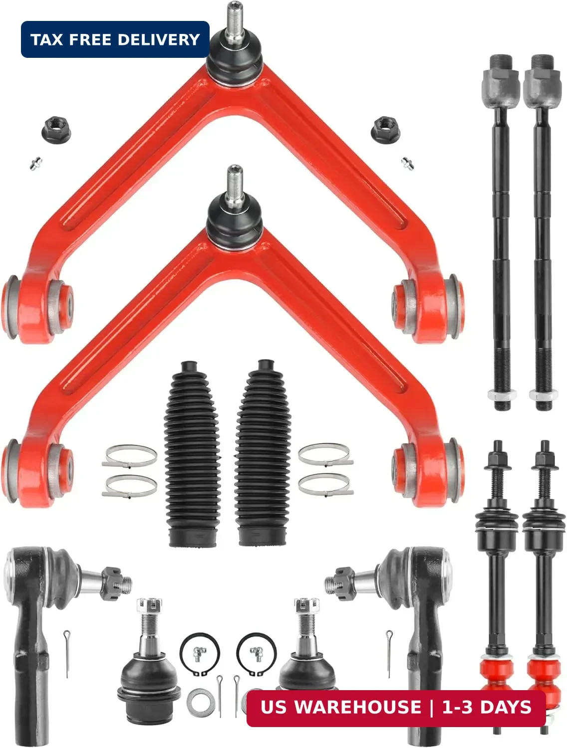 2WD Front End 12pc Suspension Kit for 2002 2003 2004 2005 Dodge Ram 1500, 2 Uppe