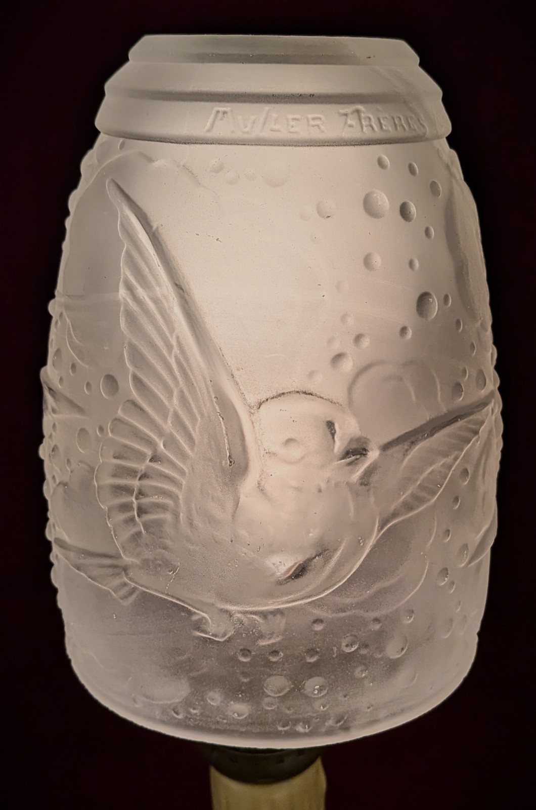 Muller Freres French Art Deco Flying Bird Replacement Frosted Glass Lamp Shade