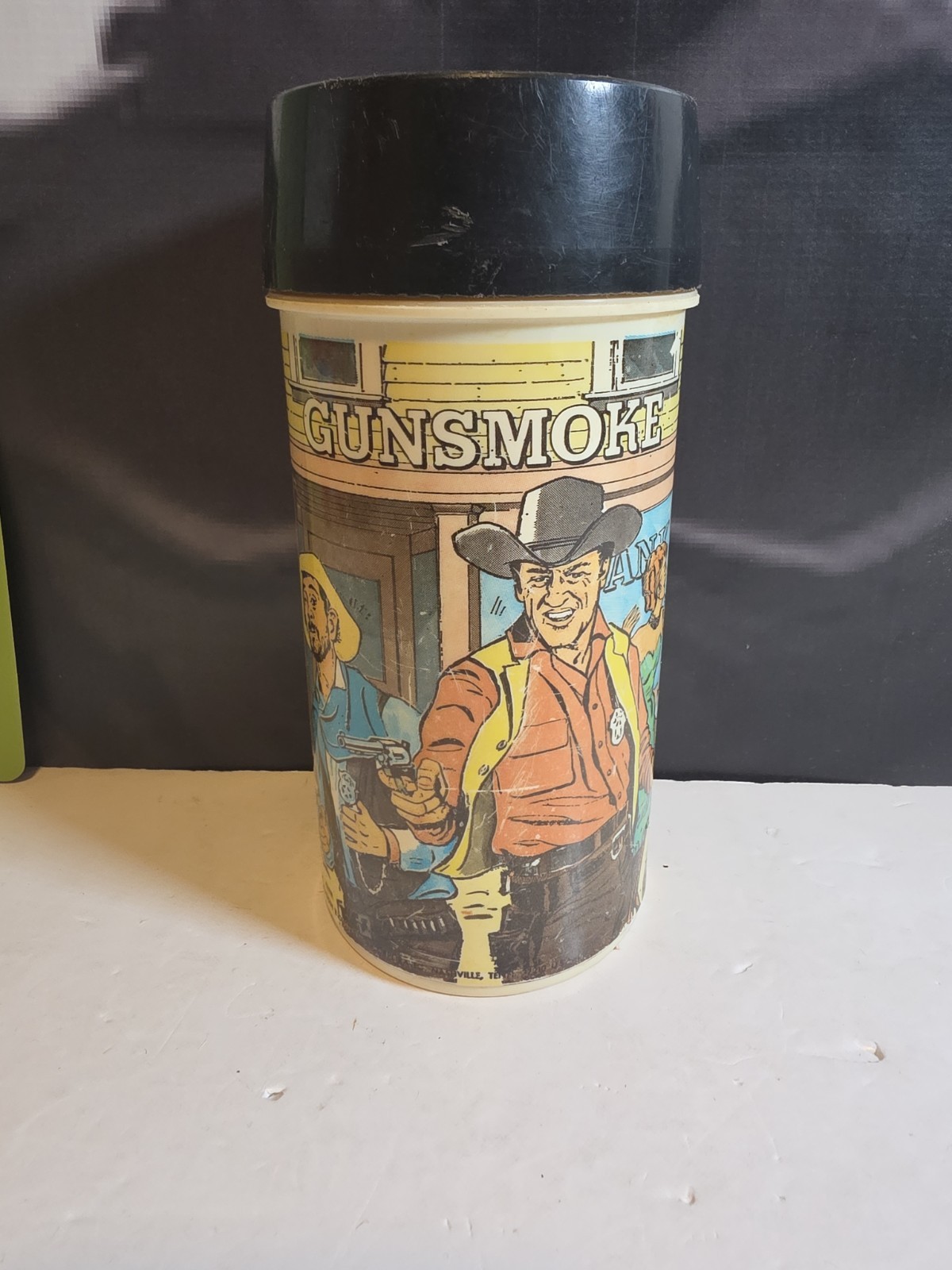 Vintage 1972 Gunsmoke Aladdin Thermos Only TV Lunchbox 