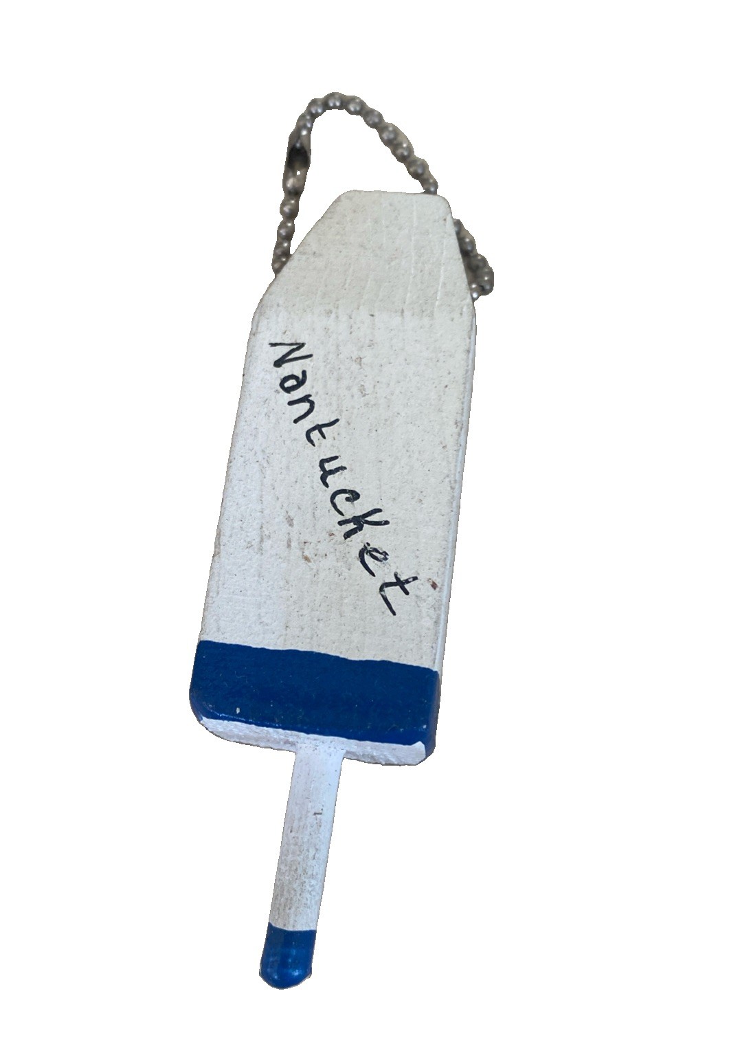 Vintage Handcrafted Nantucket Lobster Trap Buoy Keychain Wooden