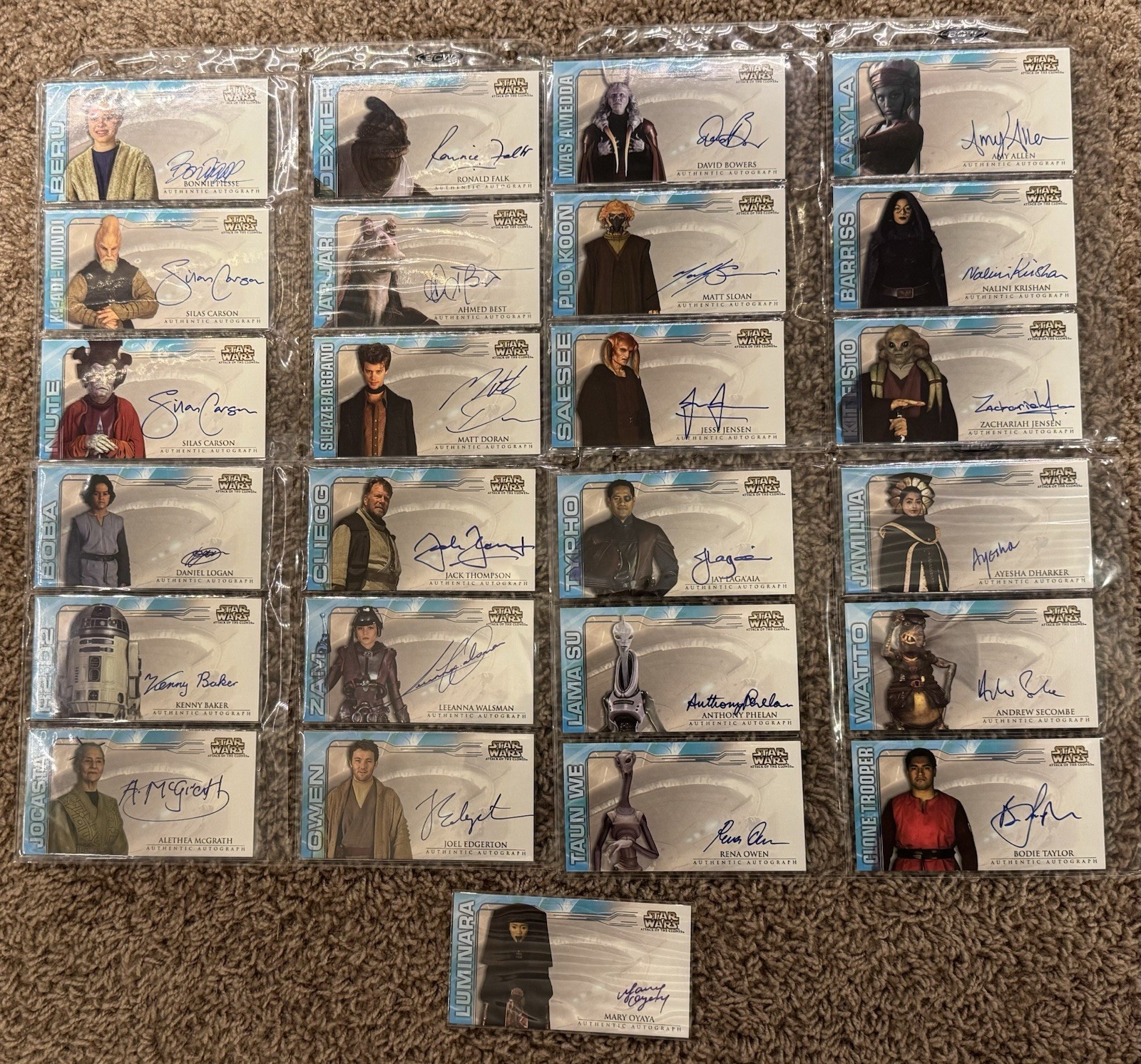 2002 Topps Star Wars Attack Clones Widevision Autographs 25 Cards Complete -Oz