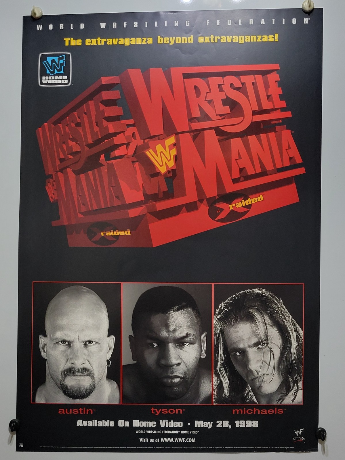 WWF Promo Poster WrestleMania XIV ft. S.C. Michaels, Austin, and Tyson 1998