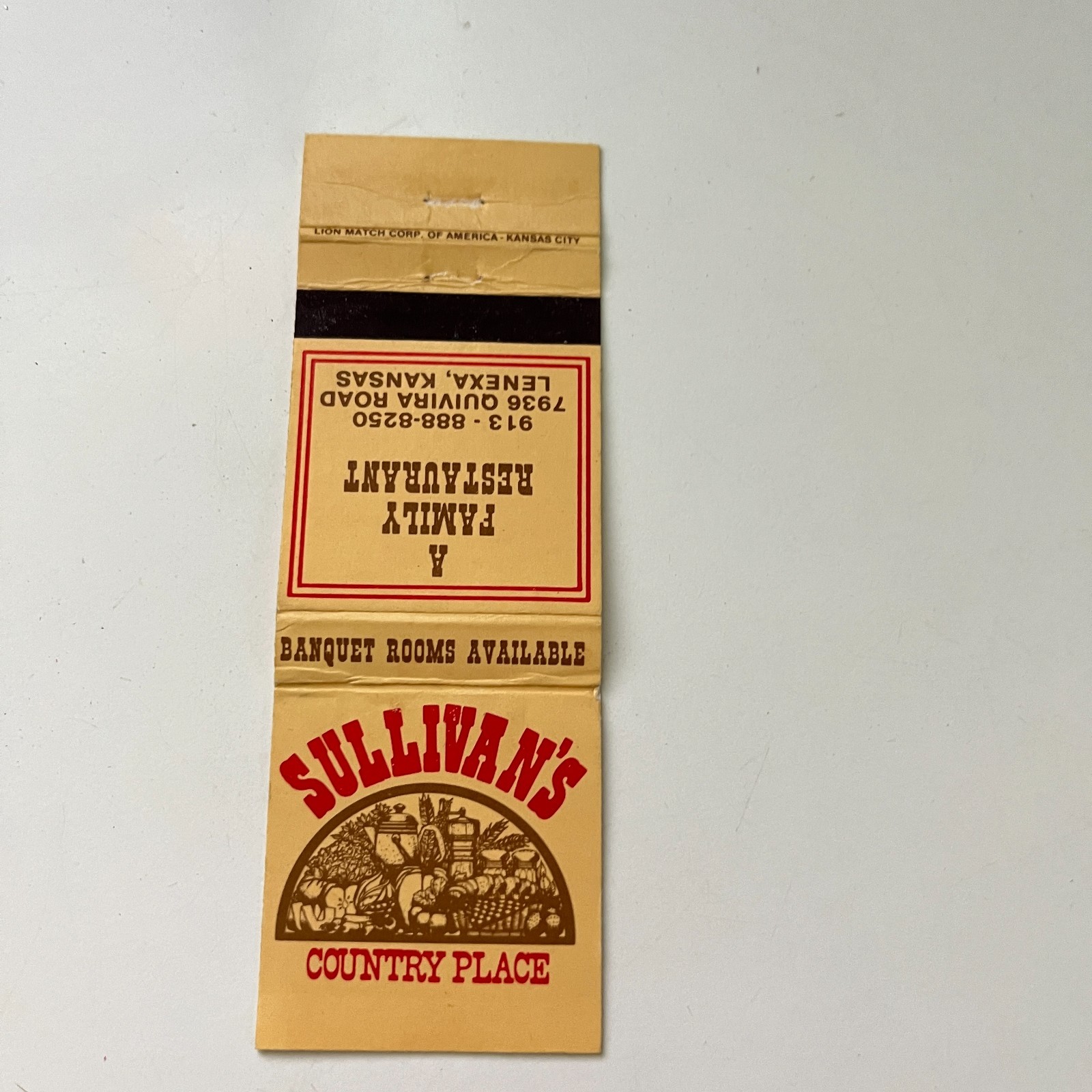 Sullivan\'s Country Place Quivira Rd Lenexa KS Vintage Matchbook Cover TMB78-2