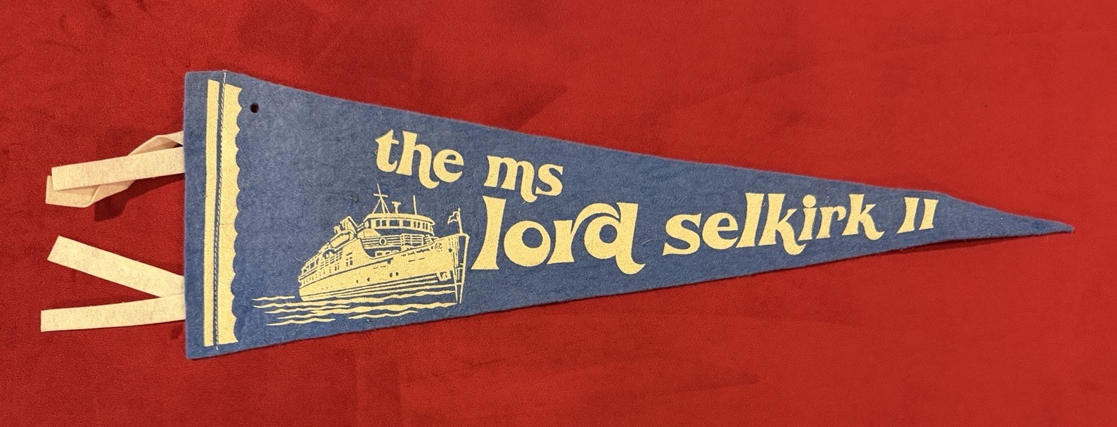 Vintage MS Lord Selkirk II 18 Inch pennant Red River Lake Winnipeg in Manitoba