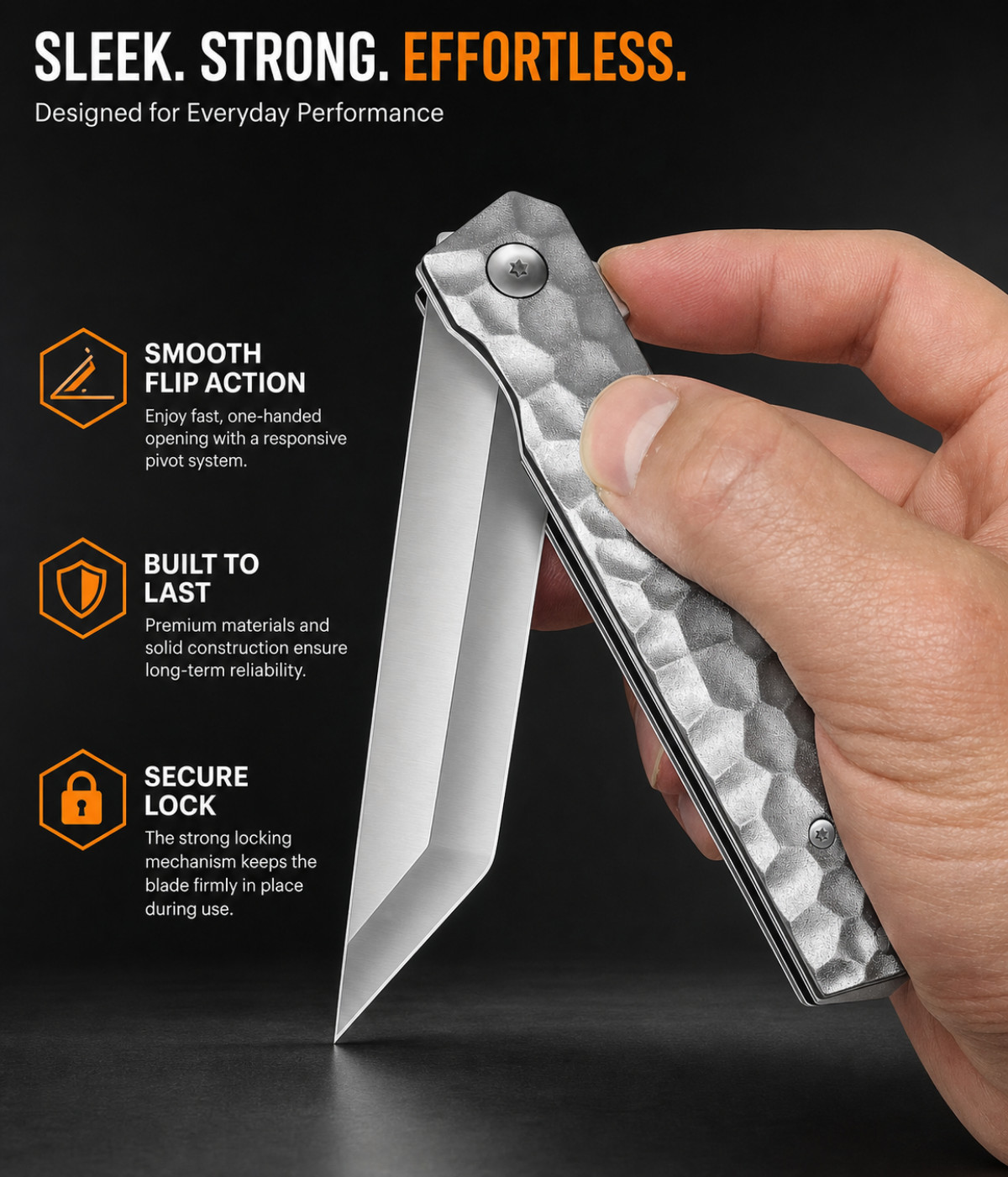 Titanium EDC Folding Knife Ball Bearing Quick Flipper Open 3.54