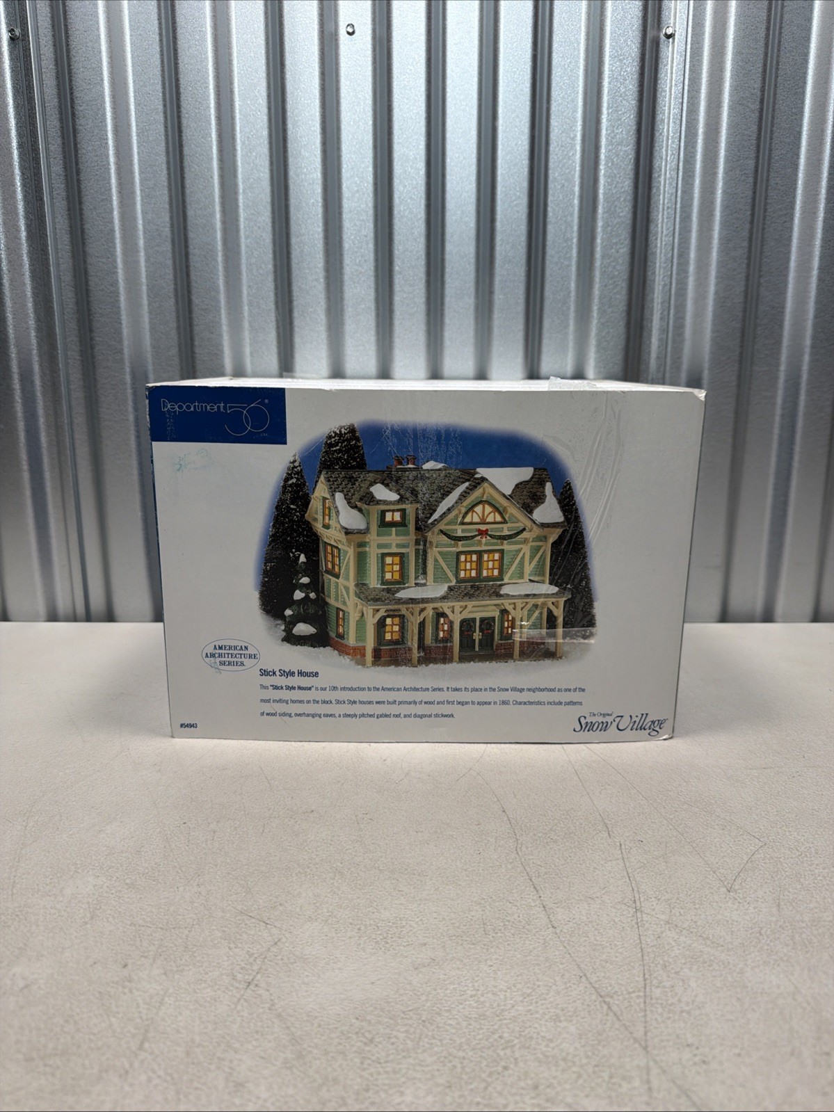 Dept 56 Snow Village Stick Style House 54943 Green Ceramic Lighted Complete Dept 56 Snow Village Stick Style House 54943 Green Ceramic Lighted Complete