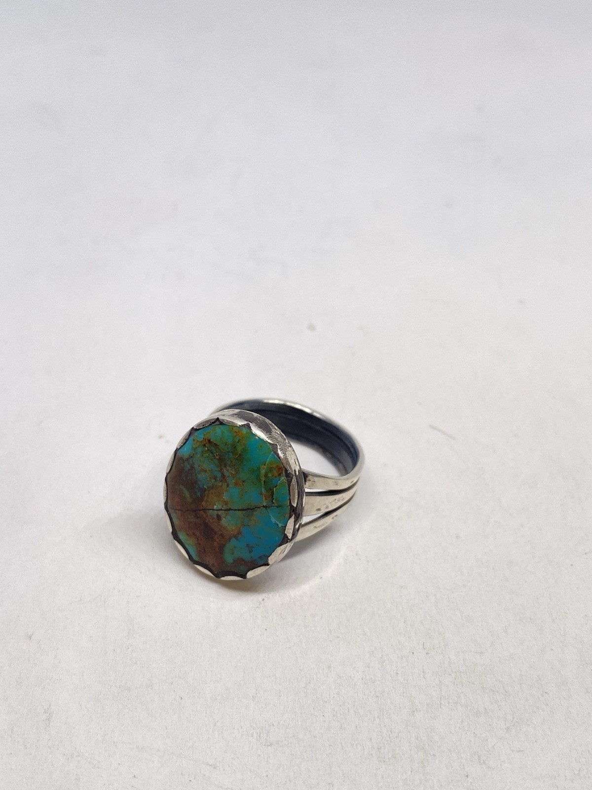 SIZE 8 6g 925 BISBEE TURQUOISE SIGNET RING NATIVE AMERICAN STERLING SILVER