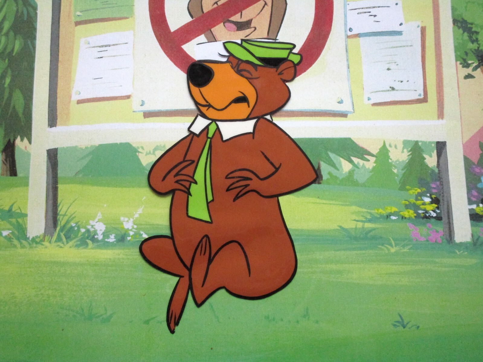 1960's YOGI BEAR hat tie park billboard HANNA-BARBERA ORIGINAL PRODUCTION CEL