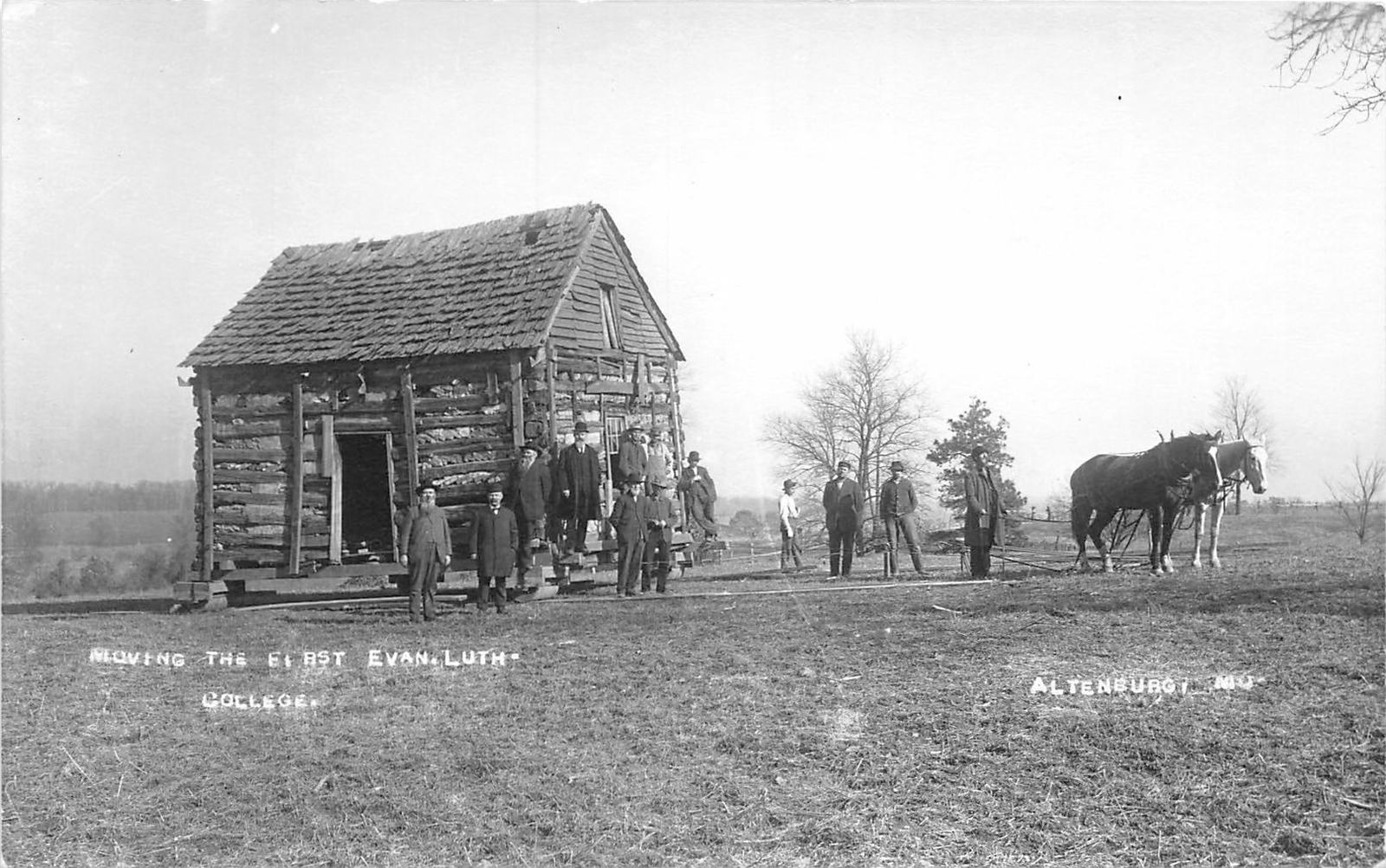 H97/ Altenburg Missouri RPPC Postcard c50s REPRINT Horse Moving Log Cabin79 H97/ Altenburg Missouri RPPC Postcard c50s REPRINT Horse Moving Log Cabin79