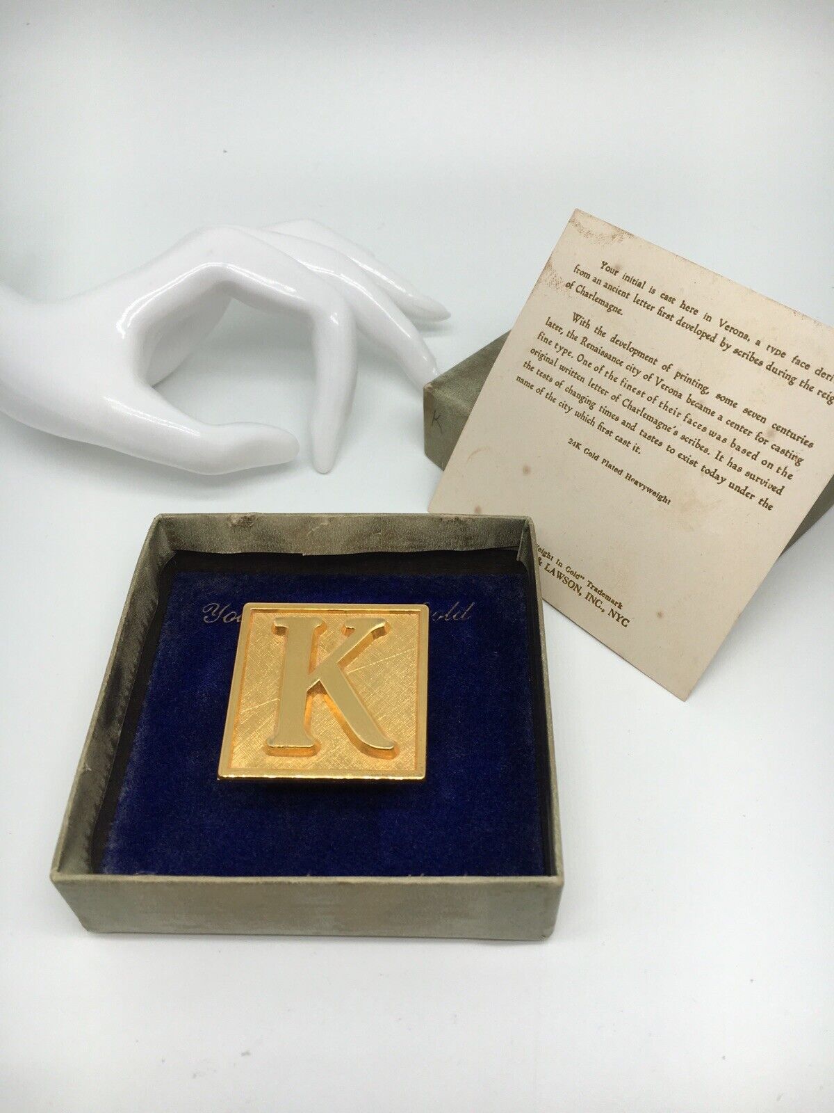 vintage Initial K - 24k Gold Plated  Heavyweight 248g Paperweight (1602)