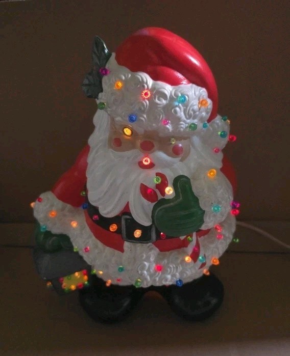 Vintage Ceramic Mold Winking Santa Claus Light Up Figurine. Beautiful Complete Vintage Ceramic Mold Winking Santa Claus Light Up Figurine. Beautiful Complete