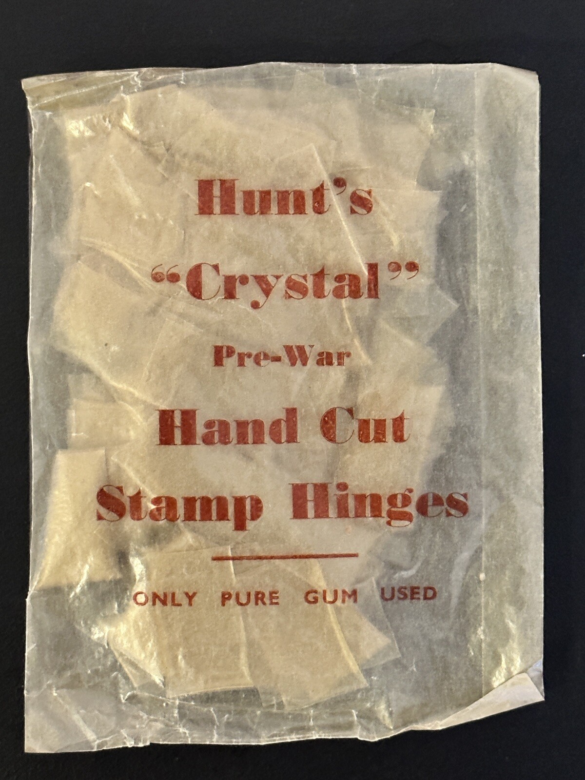 100’s Hunt’s Crystal Pre-War Hand Cut Stamp Hinges 1930’s 40’s Original