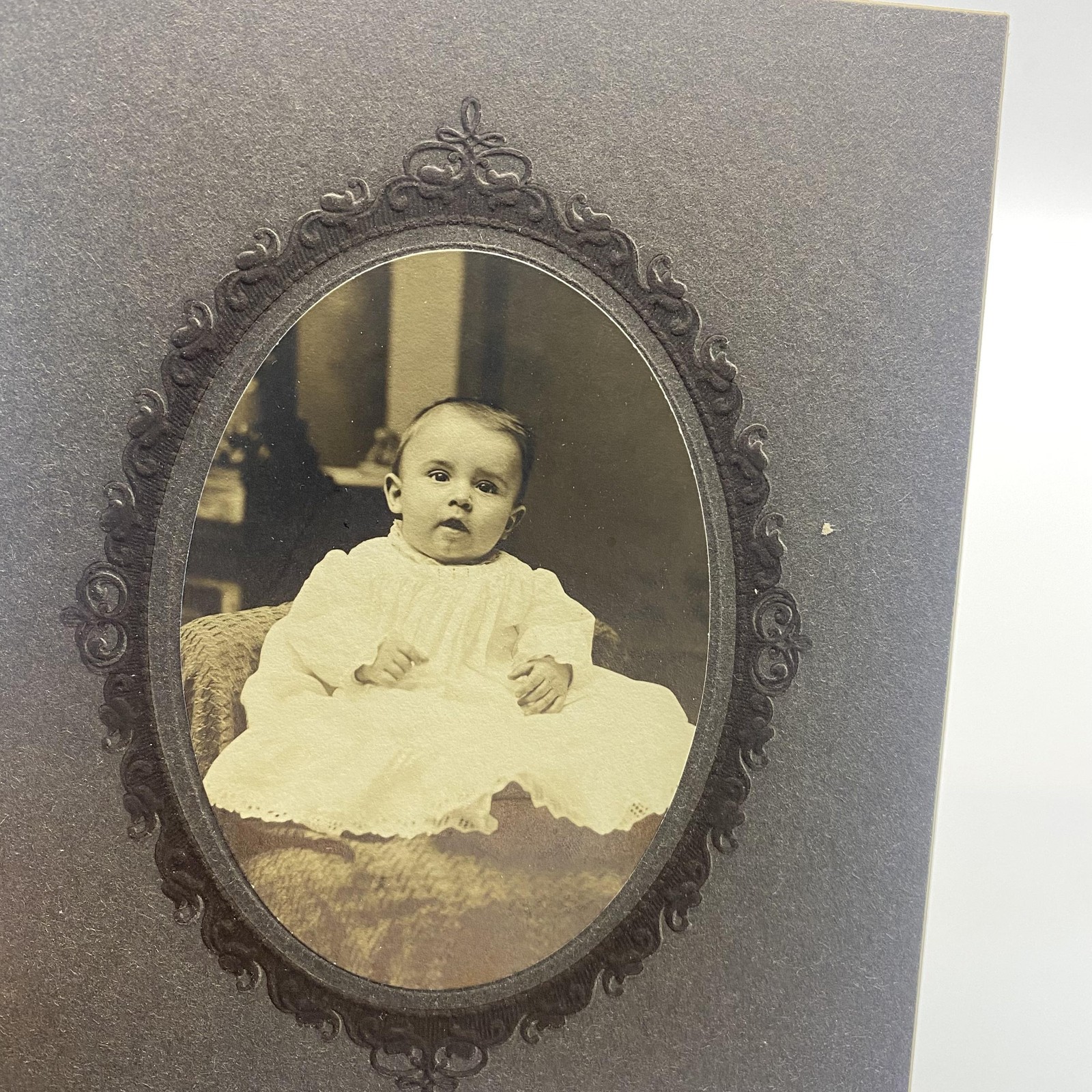Vtg Early 1900s Baby Charles Portrait Cabinet Card Photo Sepia 4x6 Original