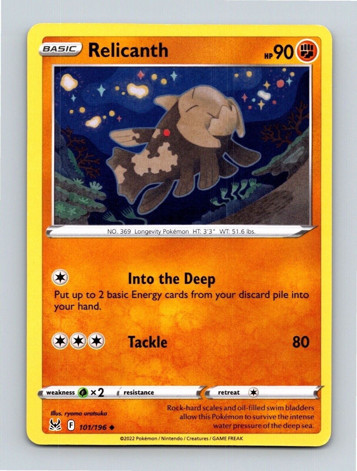 Relicanth 101/196 Regular Uncommon Lost Origins Pokemon Trading Card TCG
