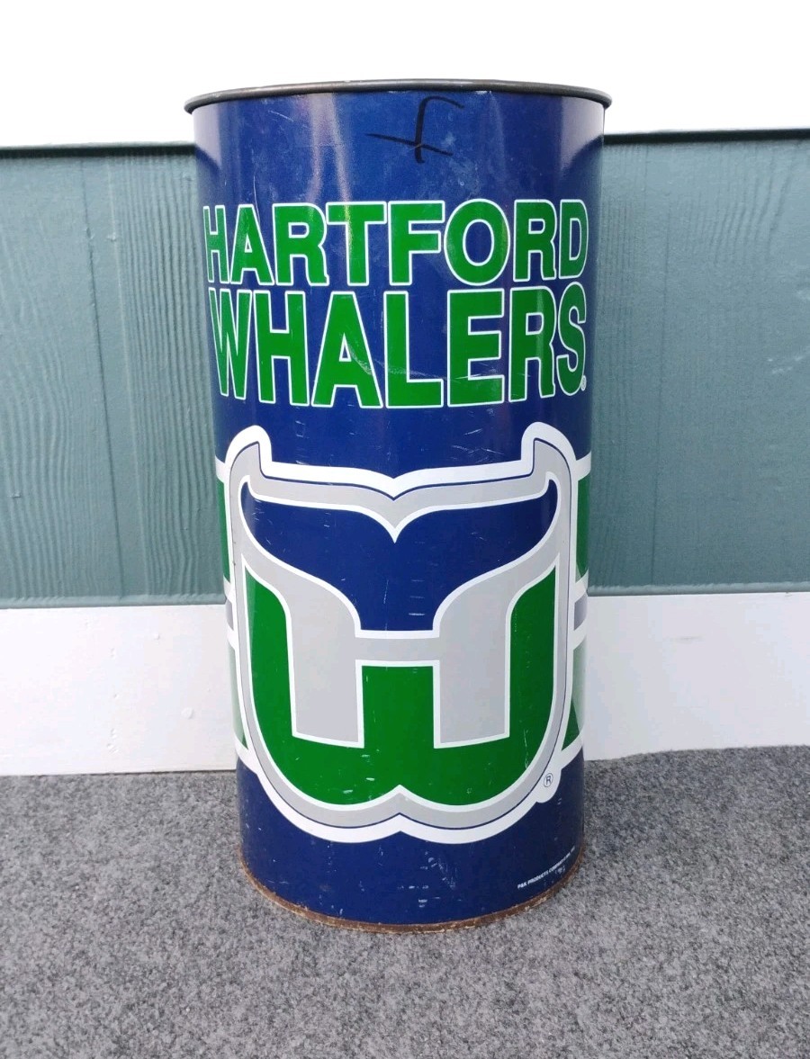 Vintage 1993 Hartford Whalers NHL Memorabilia Tin Trash Can