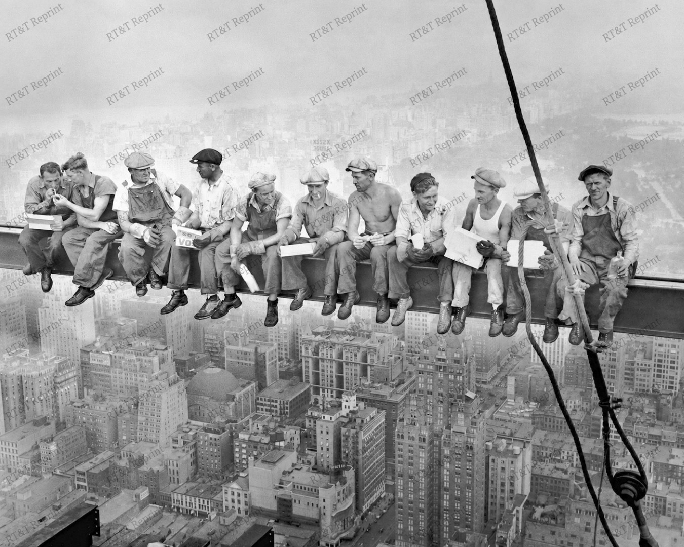 1932 Men Eating Lunch- NYC Workers Photo Rockefeller Center Steelworkers