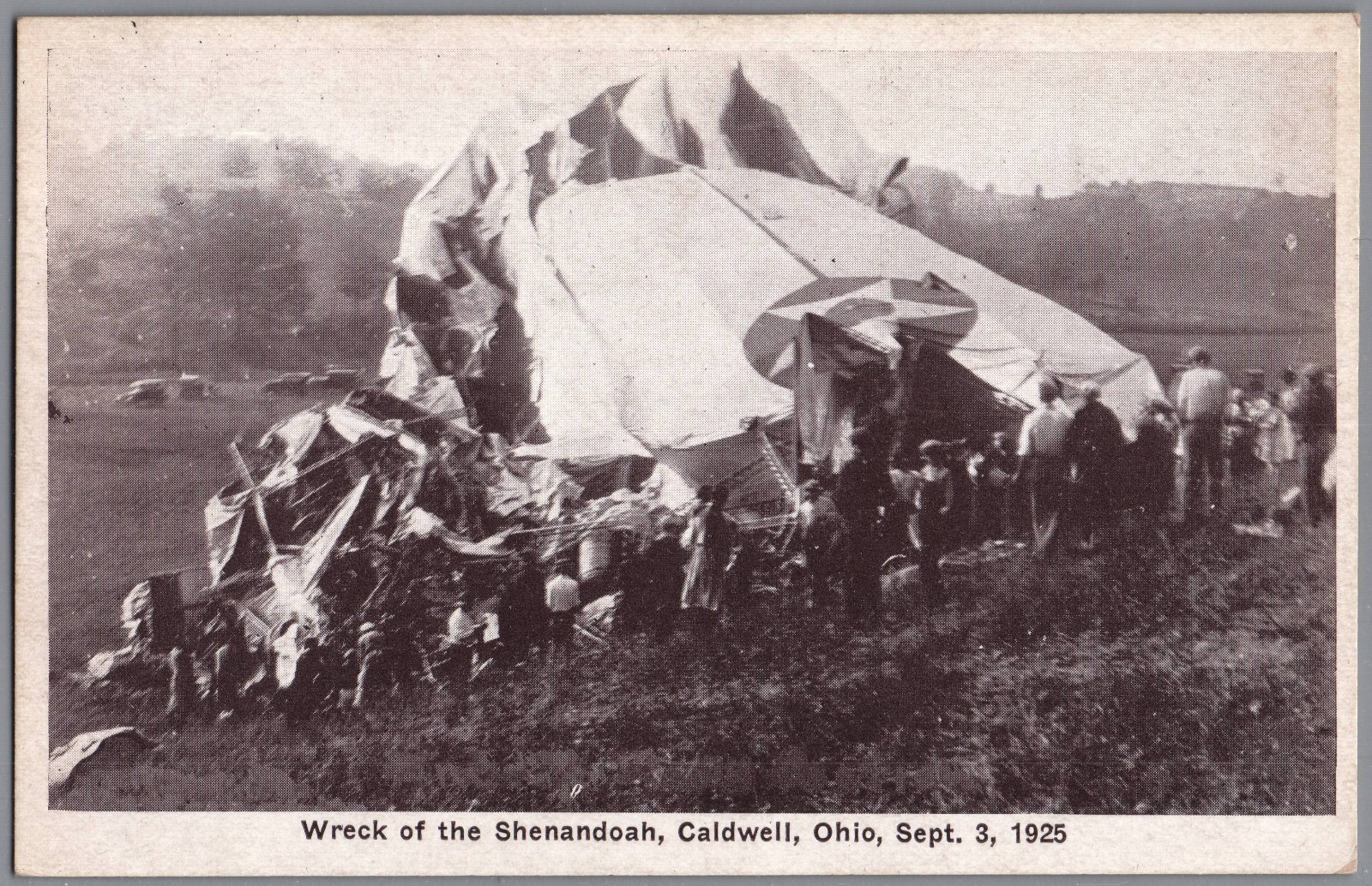 1925 USS Shenandoah Crash Disaster Near Caldwell Ohio US Navy Airship Postcard