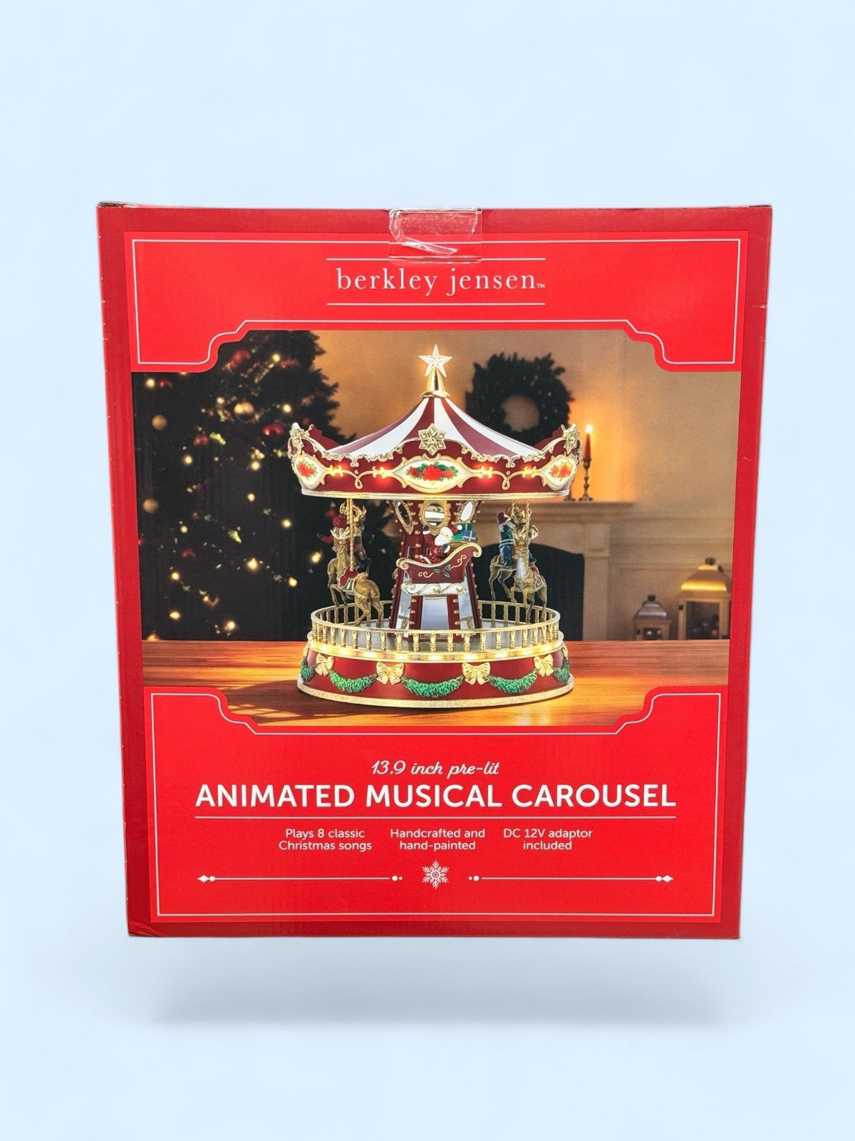 Berkley Jensen 13.9” Christmas Carousel 🎠 Animated Musical Pre-Lit 8 Classic So