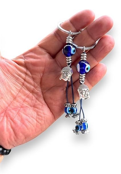 New Trending Blue Evil Eye Budha Key Chain Key Ring (Pack of 2 Pcs