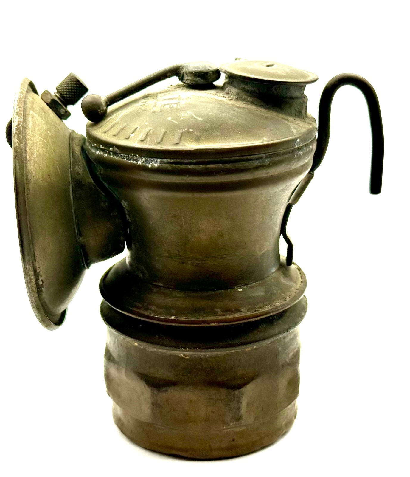 Vintage Auto-Lite Brass Carbide Miners Cap Lamp Universal Lamp Co Parts Repair