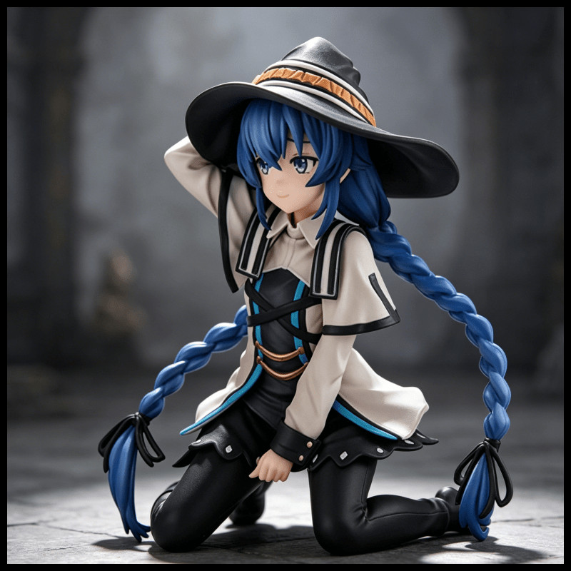 Witch Hat Anime Figure - Blue-Haired Magical PVC Statue with Chibi Q-Version...