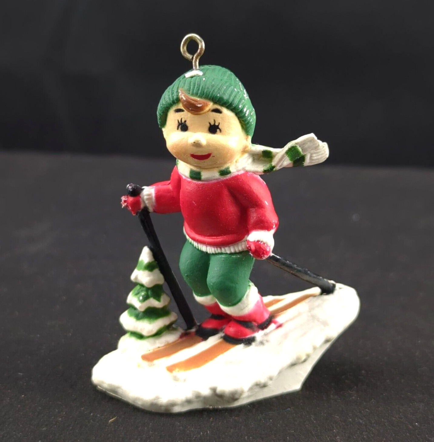 Vintage 1986 Novelty Christmas Toothpick Holder McCrory Skiing Ornament