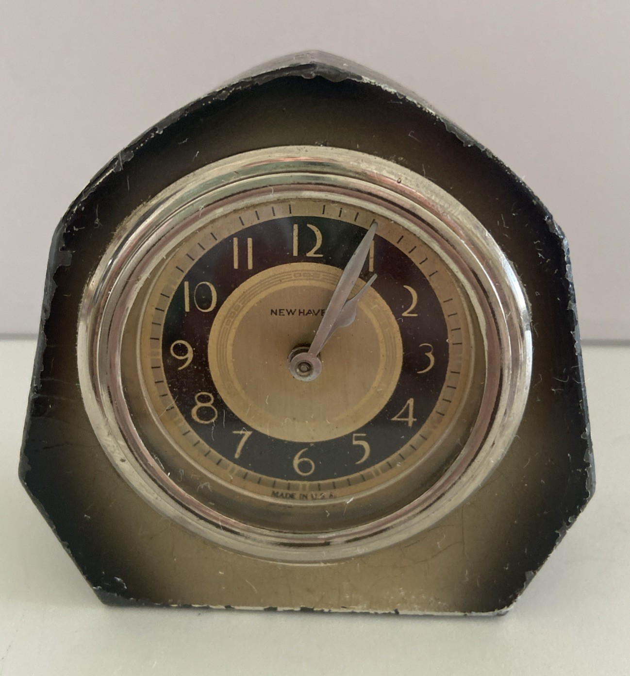 VTG 1930s New Haven Desk Clock Cast Metal Works