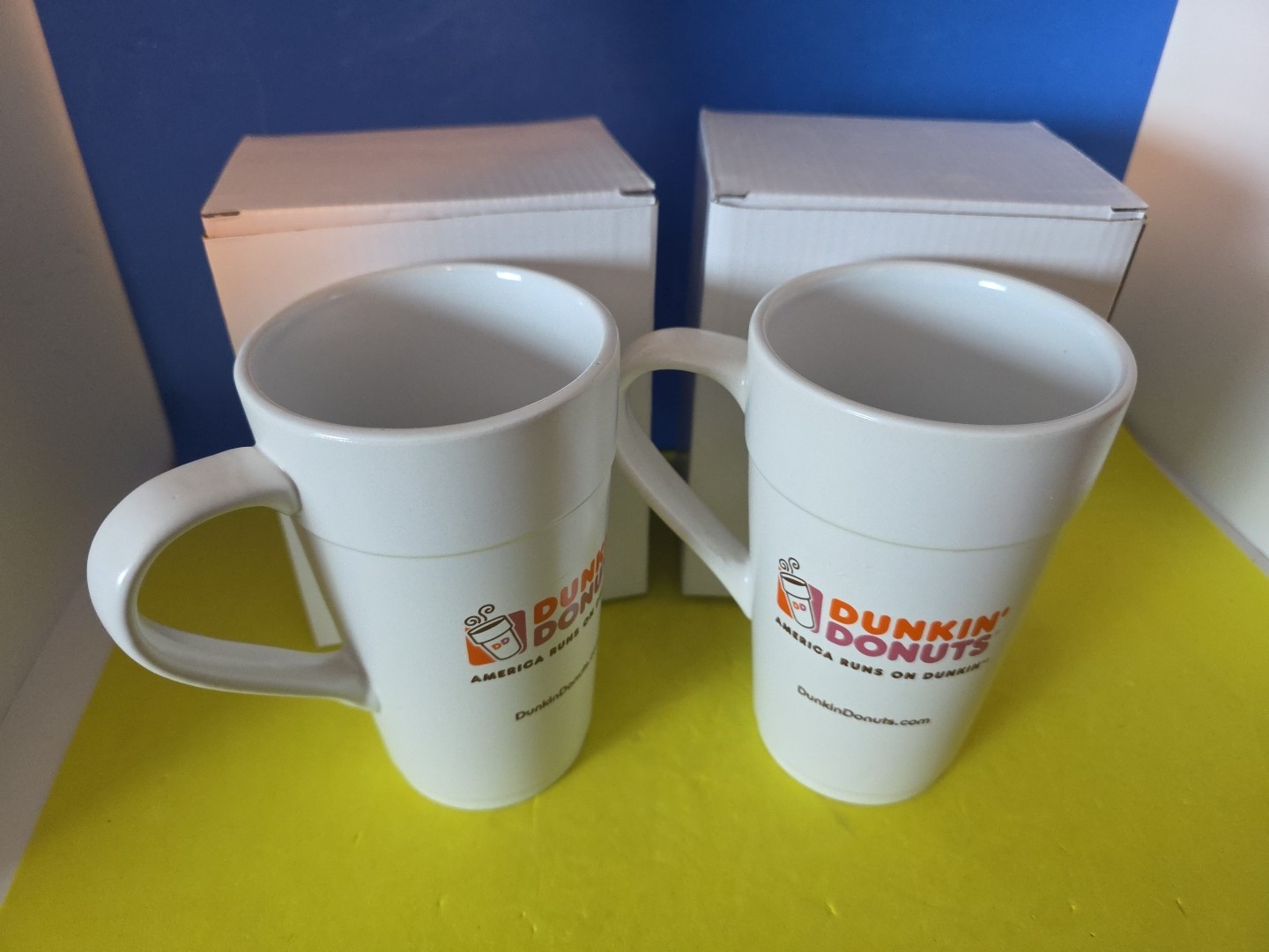 2 - Dunkin\' Donuts Classic Mugs Ceramic 16oz Coffee Cups 2013 America Runs on DD