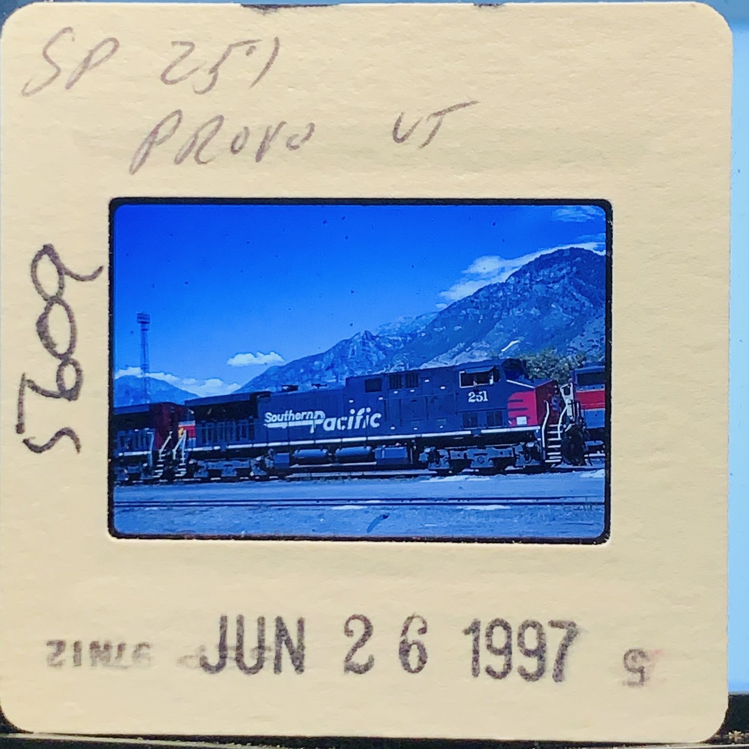 1997 Southern Pacific SP 251 Train Locomotive Provo Utah 35mm Color Slide
