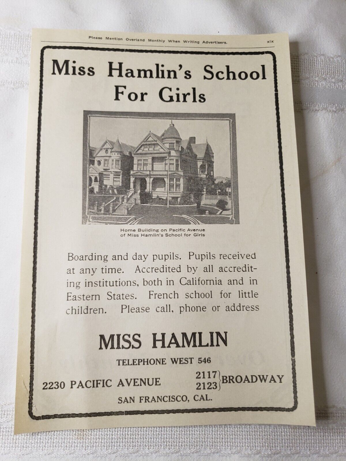1916 Miss Hamlin\'s School For Girls San Francisco CA. ORIGINAL PRINT AD (007)