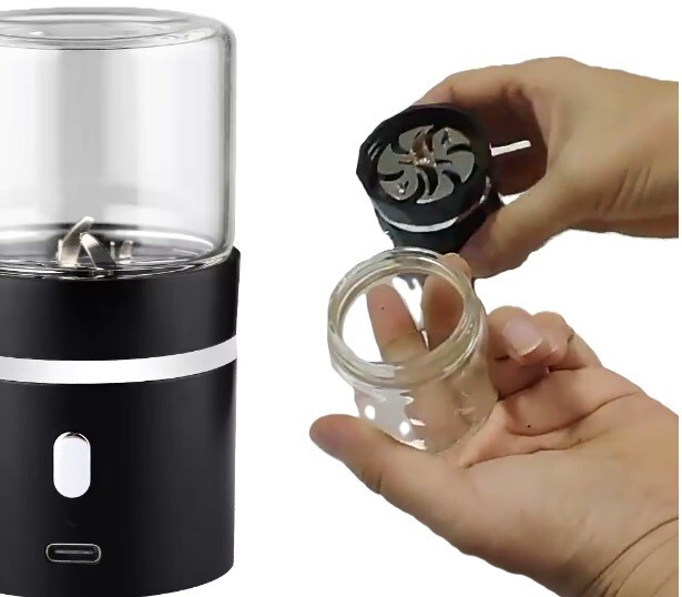 Tobacco Electric Herb Grinder  _ USB Rechargeable 1.7oz Glass SMART Grinder