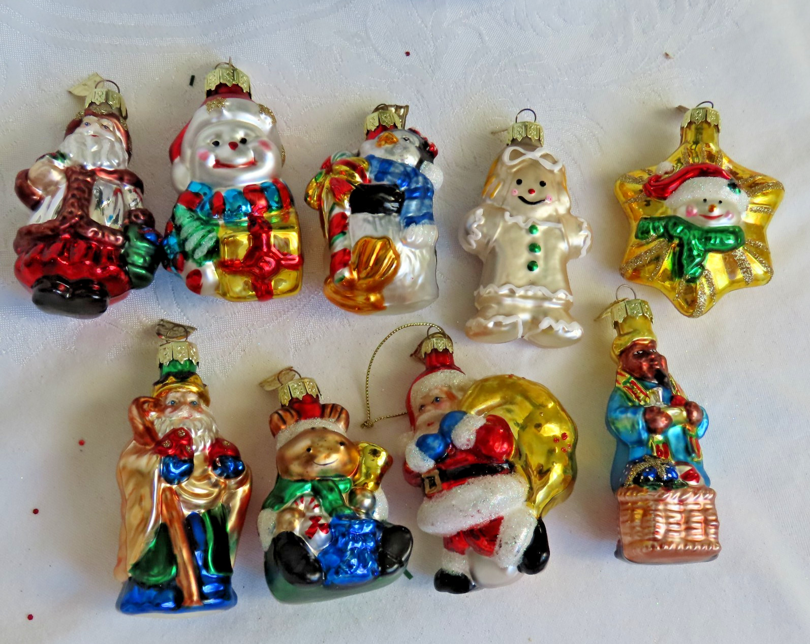 Lot 9 Vintage Thomas Pacconi Classics blown glass ornaments Original Metal tags