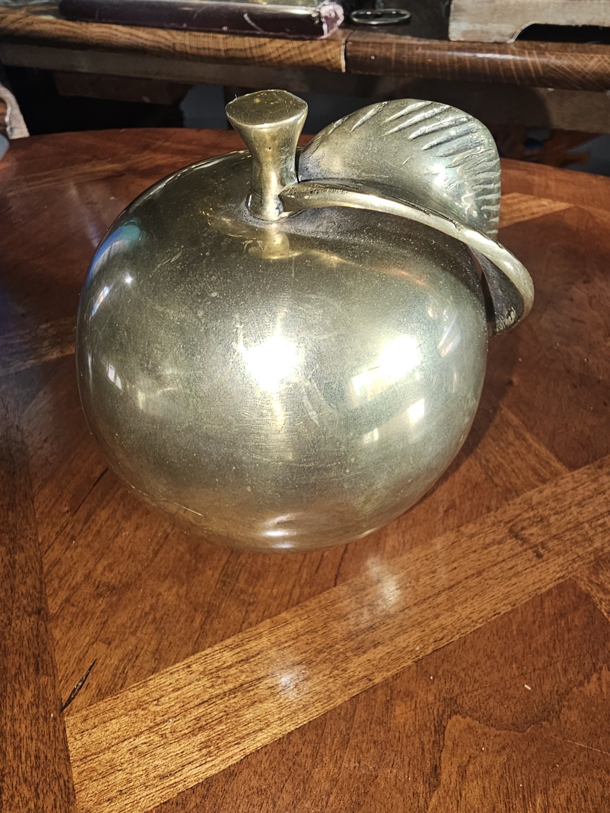 Vintage Mid-Century Oversized Solid Brass Apple Sculpture Statement,2.7 lbs
