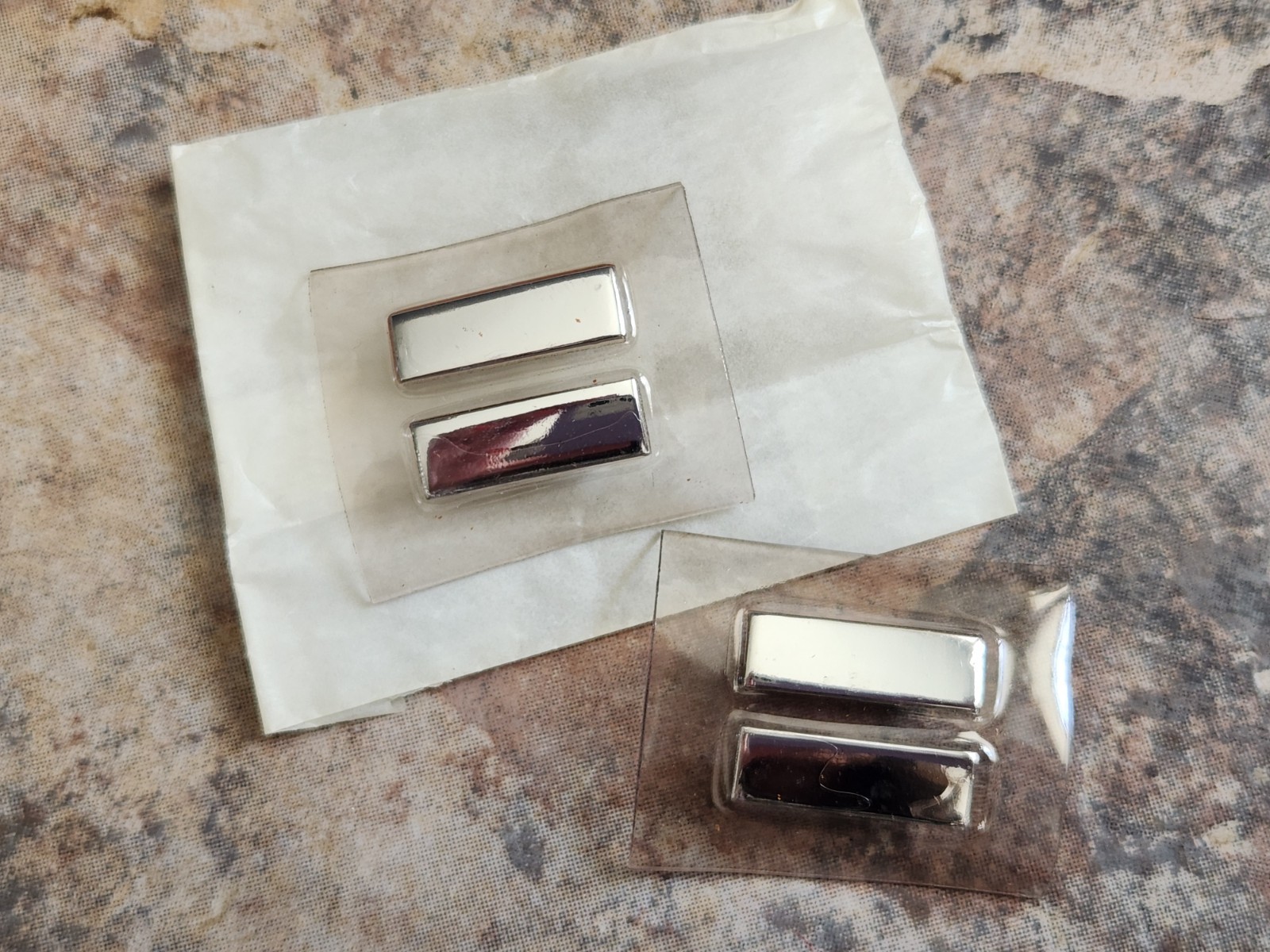 NOS Vintage Pair USAF Air Force Captain Plastic Encased Rank Insignia