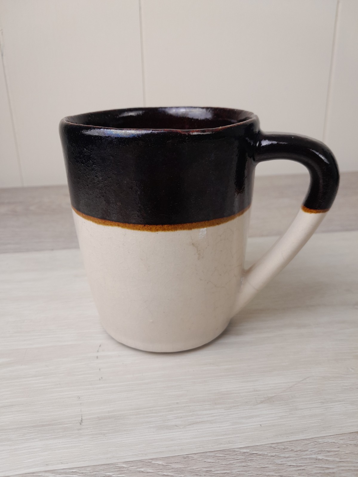 Vintage Two Tone Ceramic Coffee Mug USA Diner Stoneware Brown Cream Retro MCM Vintage Two Tone Ceramic Coffee Mug USA Diner Stoneware Brown Cream Retro MCM